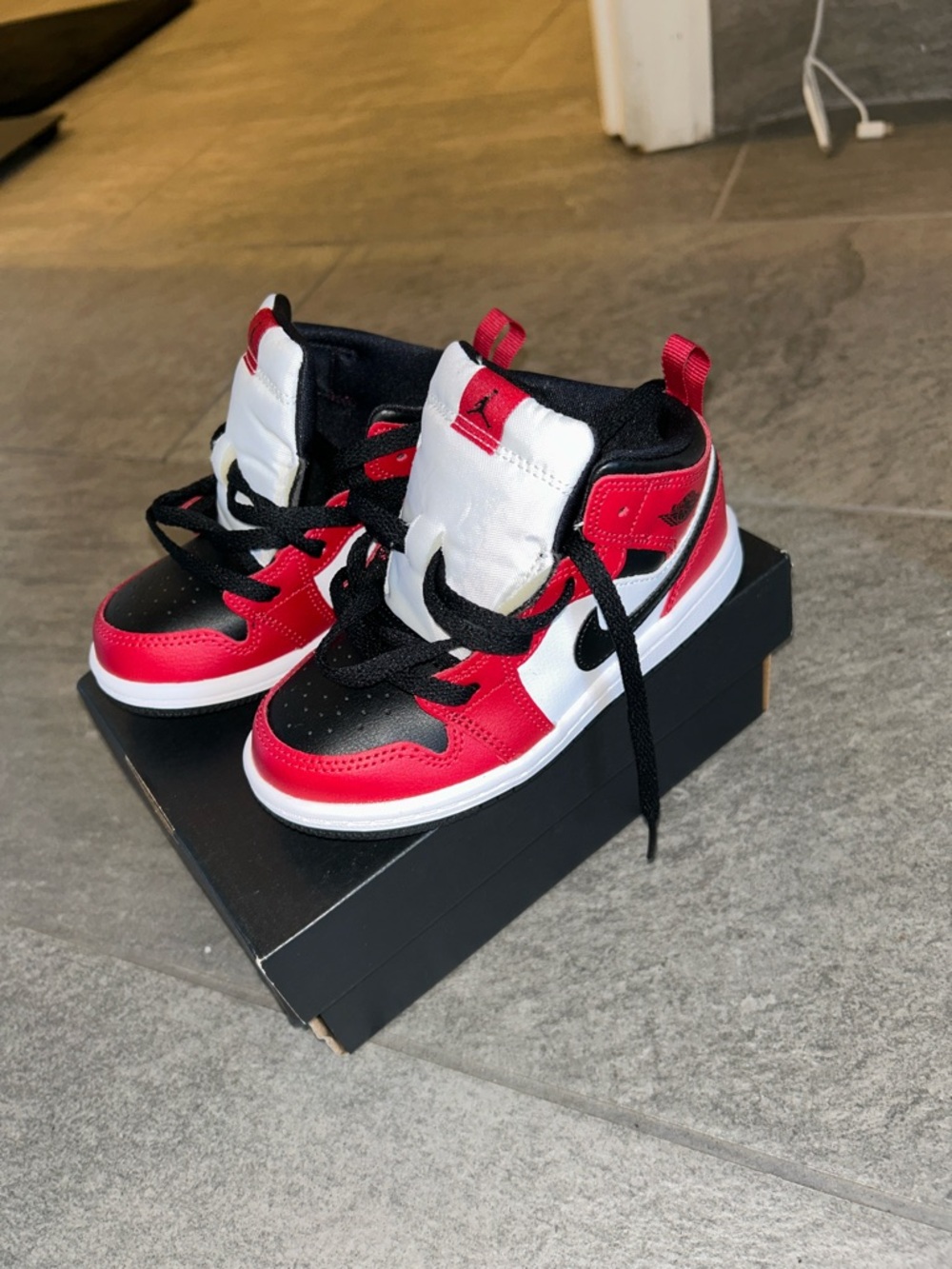 Jordan Kids Red, Black & White High-Top Sneakers
